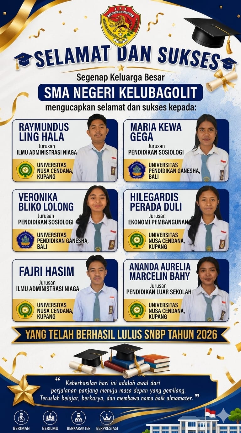 7 Siswa SMA Negeri Kelubagolit Lolos SNBP 2026, Kepala Sekolah Beri Apresiasi dan Motivasi 7 Siswa SMA Negeri Kelubagolit Lolos SNBP 2026, Kepala Sekolah Beri Apresiasi dan Motivasi